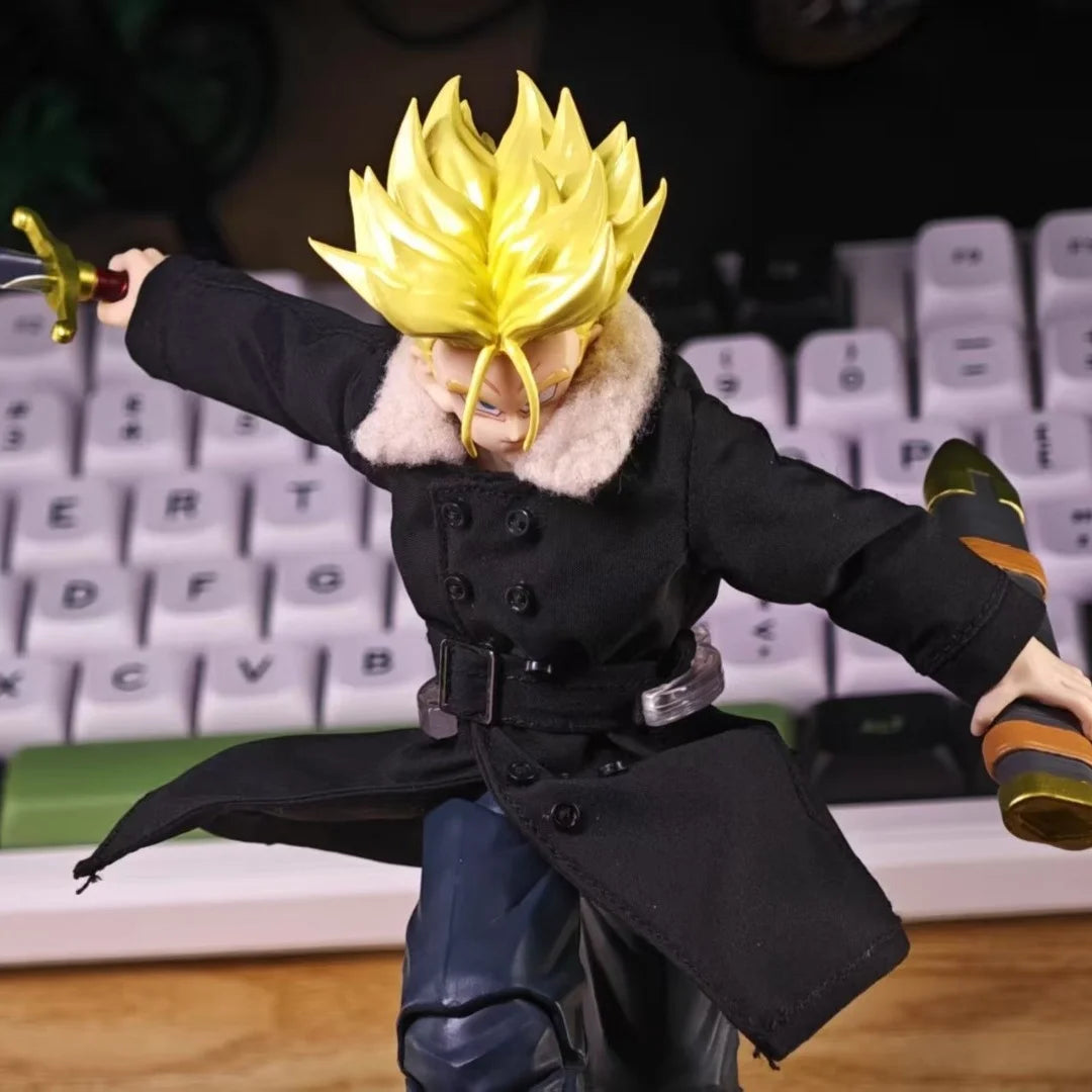 Dragon Ball Shf Anime Handmade clothes Torankusu Coat windbreaker fur Built In Iron Wire Is Suitable for 1/12 Toy