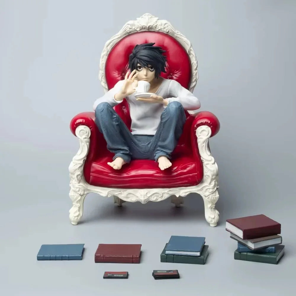 24cm GK Death Note L Lawliet Anime Figure Coffee Watari & L Action Figure Light Yagami Figurine Adult Collectible Model Doll Toy
