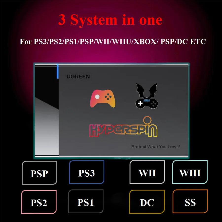 Retro Game 1TB SSD Console contains Retrobat Playnite and Hyperspin emulators with 20000+ high score retro game for Xbox PS4 PS3