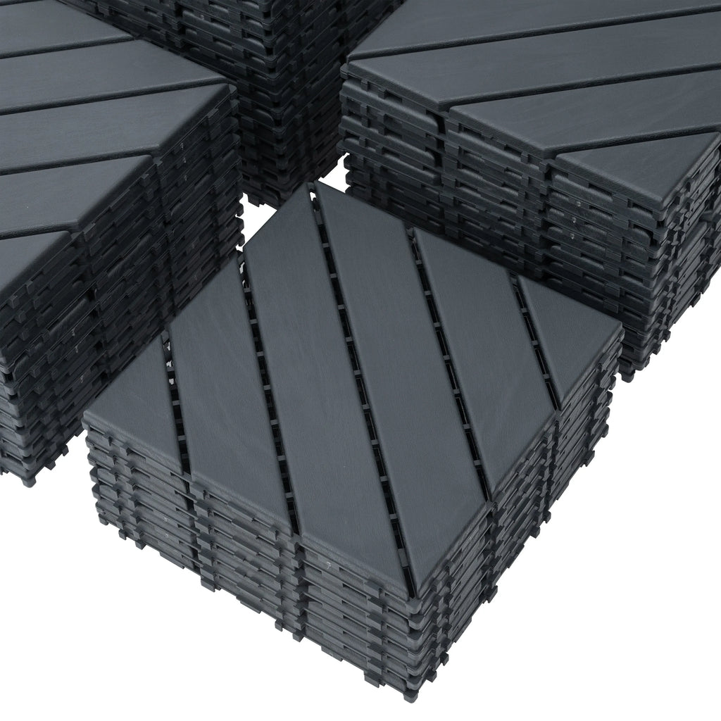 44er-Pack Terrassenfliesen, 30,5 x 30,5 cm, quadratisch, wasserdicht, für den Außenbereich bei jedem Wetter, ineinandergreifende Terrassenfliesen aus Kunststoff, für den Balkon am Pool