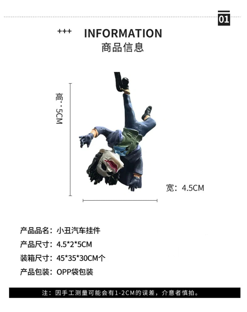 5cm Movie The Joker Q version Action Figures PVC Model Statue Doll Car ornaments Rearview mirror pendant toy Collection Gifts