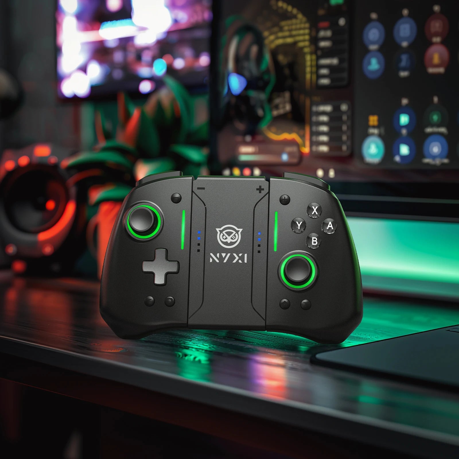 NYXI Hyperion Pro Hall Joystick Wireless Game Controller Black Gamepad with RGB Lights for Nintendo Switch