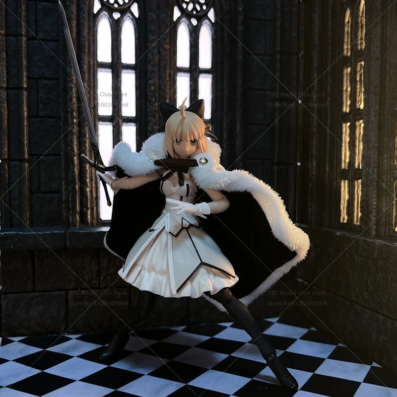 1/12 Scale Female Clothes Cloak Zero Artoria Pendragon Saber Lily Japanese Anime For figma 6-inch Action Figure Soldier Scene
