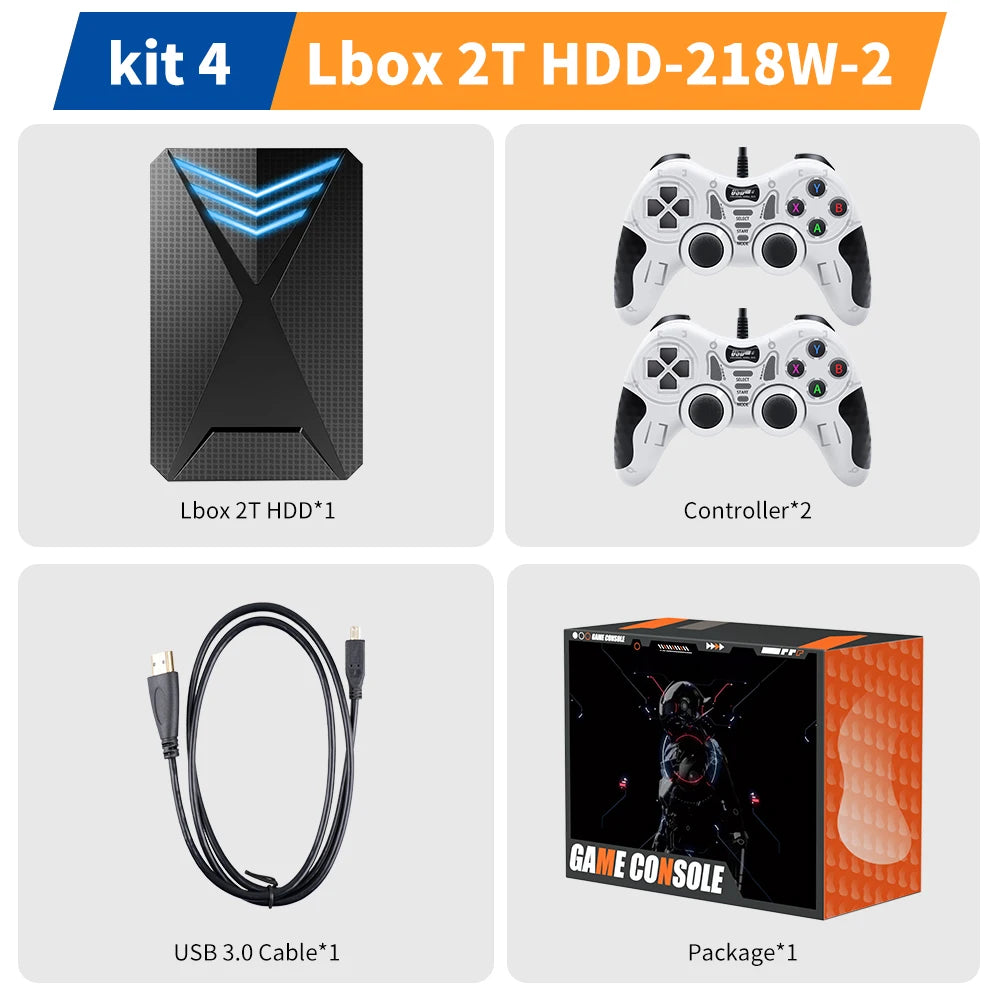 JMachen Hyper Base Lbox Retro Game Console for PS4/PS3/Switch/PS2/Wii/WiiU/PS1 Launchbox 2TB Gaming HDD with 4200+ PC/3D Games