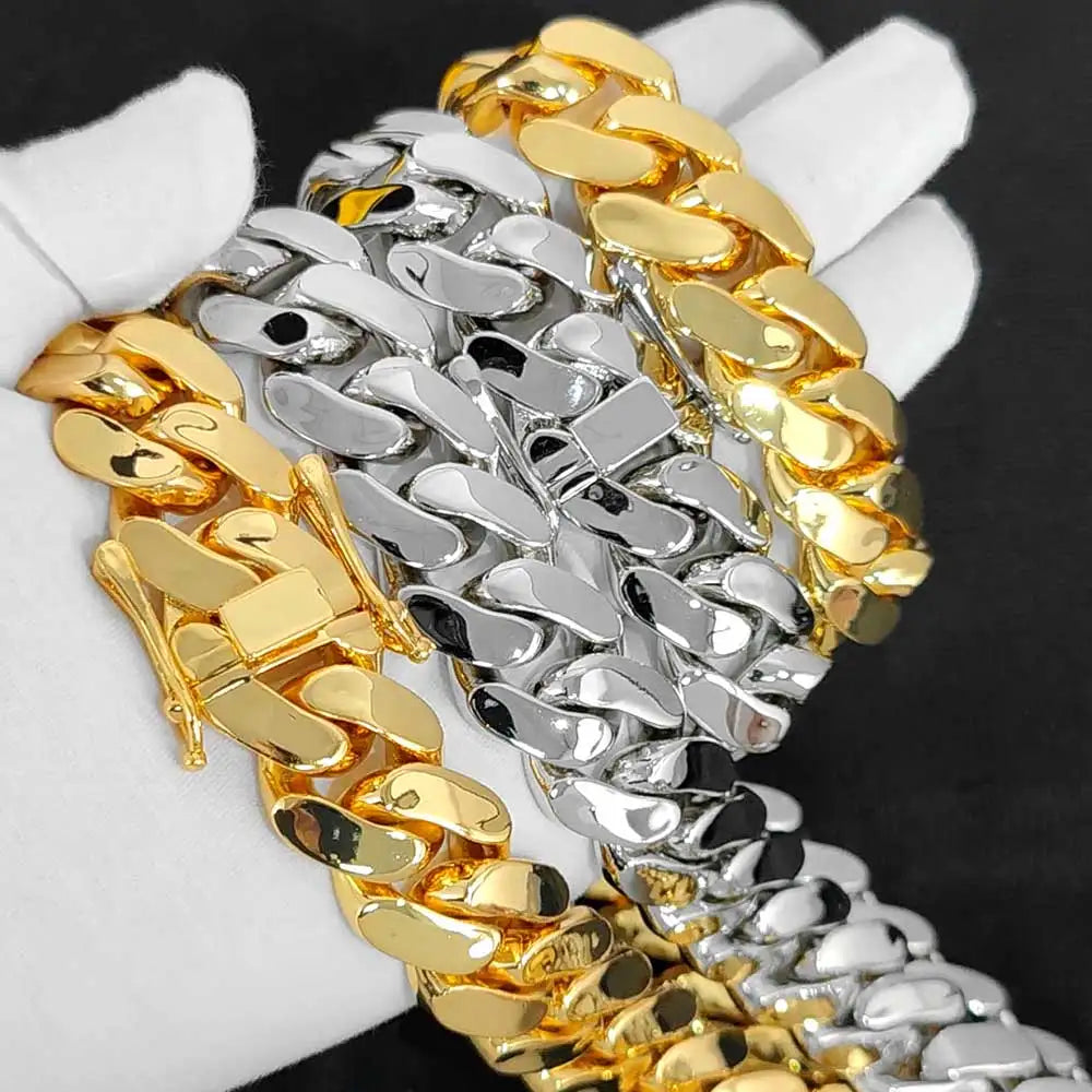 Herren 22mm Cuban Link Armband Hip Hop Schwere Messing Miami Cuban Link Kette Chunky Armband Schmuck Für Jungen Geschenk Drop Shipping