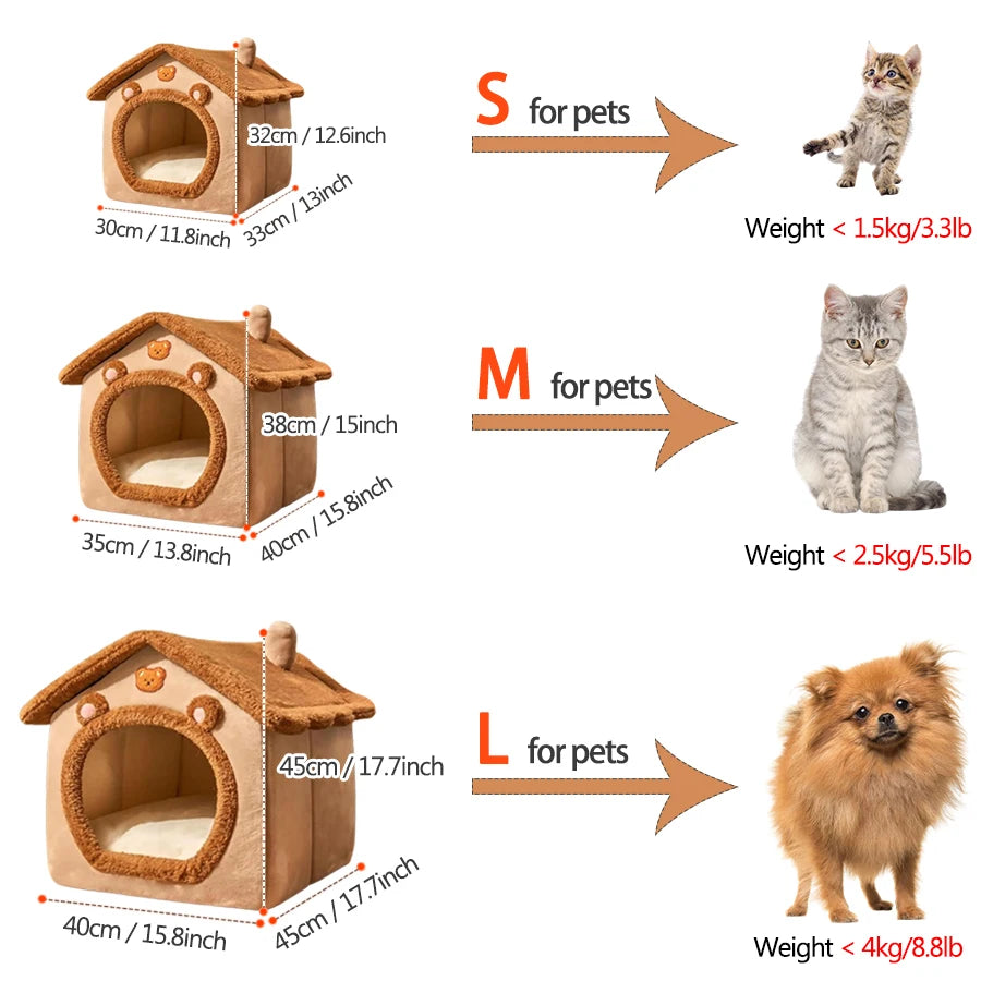 Faltbares Haustierhaus, abnehmbares, waschbares Katzenhaus, Welpenhöhle, Sofa, Haustierbett, Haus für besonders kleine Hunde und kleine und mittelgroße Katzen