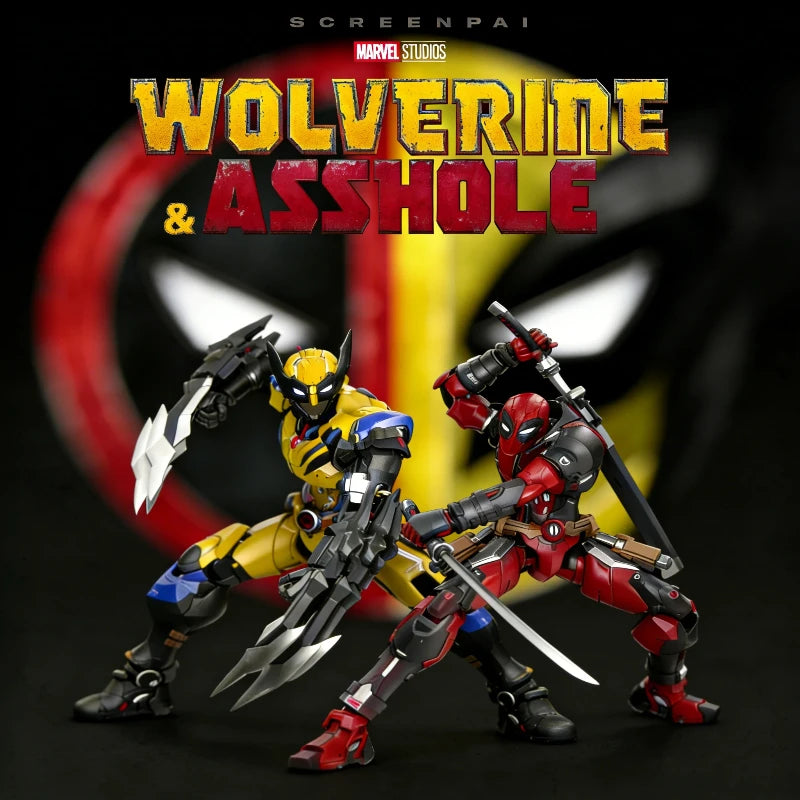 Marvel 1/9 Deadpool Wolverine Plastic Model Kit Action Figure Assembly Toy Posable Joints Anime GK With Stand Home Ornament Gift
