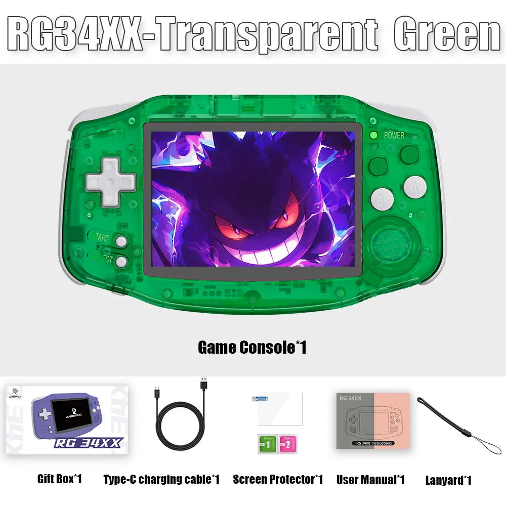 ANBERNIC RG34XX 64Bit Retro Handheld Game Player 3.4-inch IPS Screen HD-Out Portable Game Console 3500mAh streaming With APP