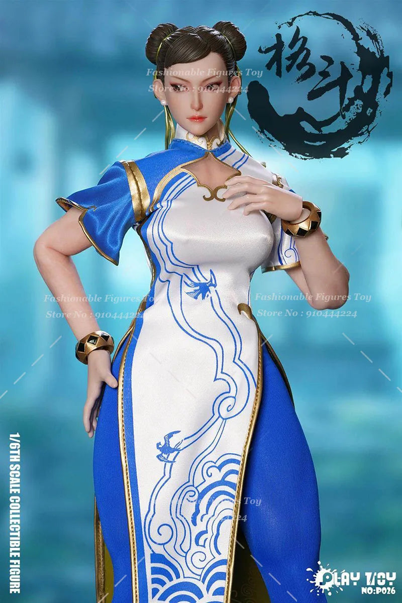 PLAY TOY 1/6 P026 1/6 Women Soldier Chun Li Kung Fu Warrior Fighter Elegance Cheongsam Version 12Inch Action Figure Model Dolls