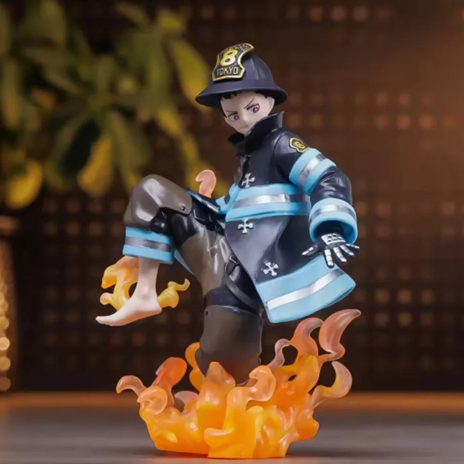 16CM Shinra Kusakabe Figure Anime Fire Force Special Effect Blood Desktop Doll Golf Model Toy Gift Collection Ornaments PVC