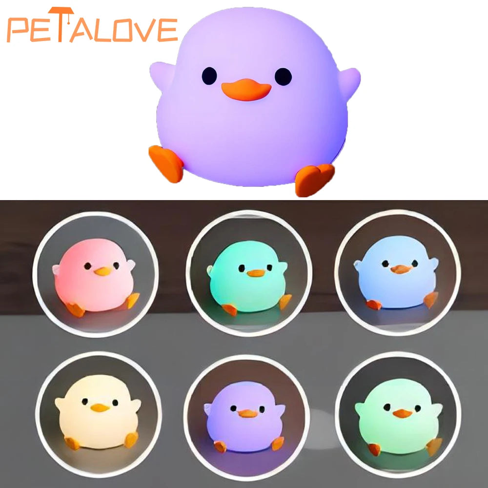 DoDo Duck Silicone LED Bedside Lamp Night Light Cute Duck Dimmable Nursery Nightlight Rechargeable Baby Bedrooms Decoration