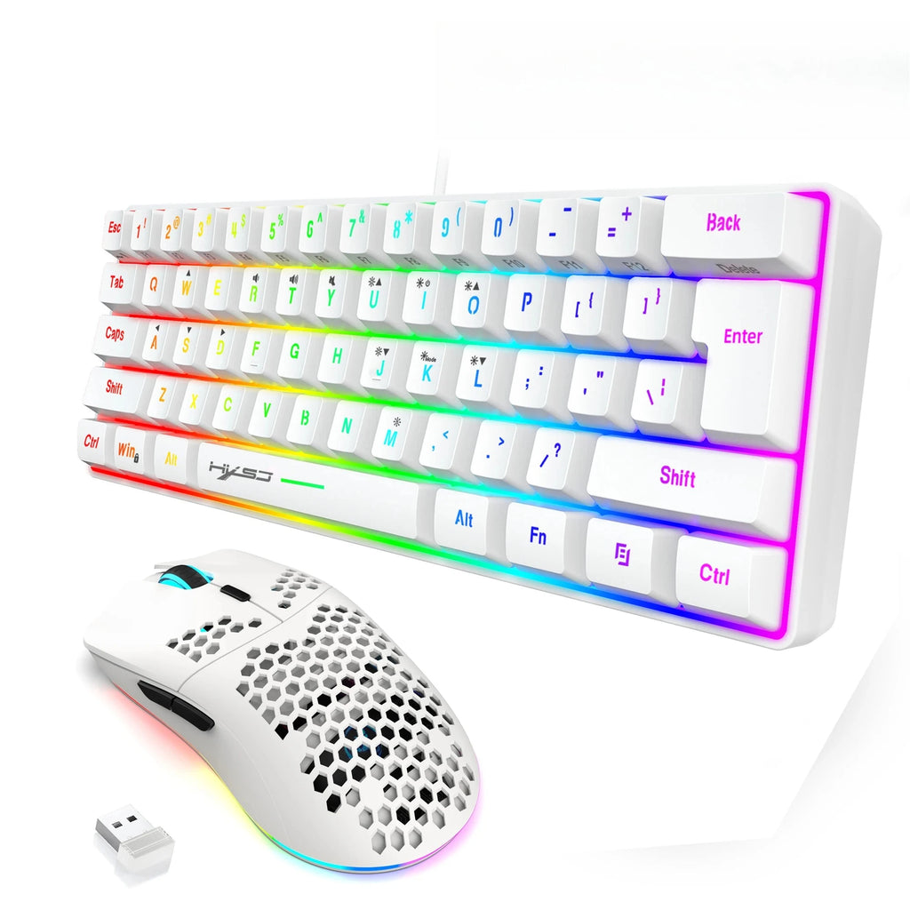 Hot sale 60% mini portable gaming keyboard and mouse combos wired keyboard ergonomic RGB backlit wireless mouse for laptop game