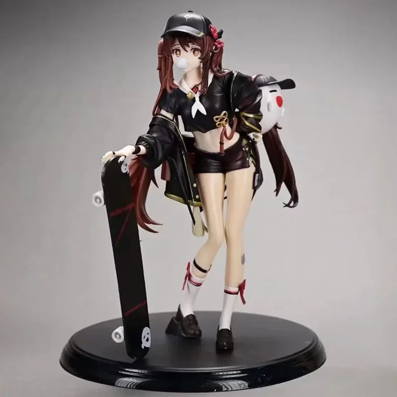 Anime Genshin Impact Hu Tao Action Figures Skateboard Girl Model Dolls Collectible Statue Trendy Toys Desktop Decoration Gifts