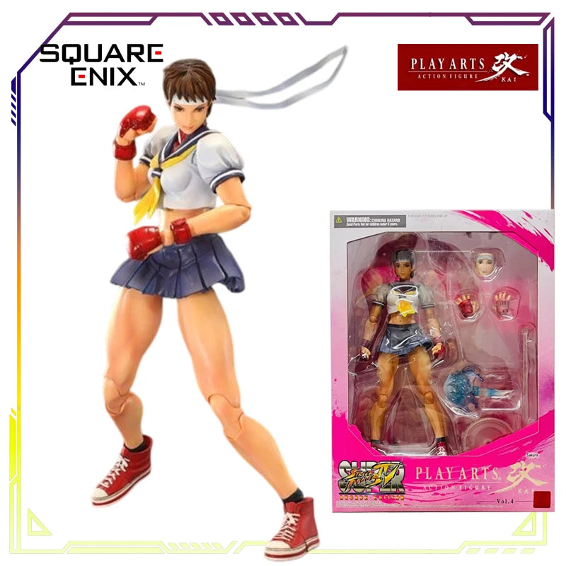 SquareEnix Play Arts Kai Street Fighter Series Action Figures - Akuma Chun-Li Cammy Ryu - Articulated Collectible Anime Figures