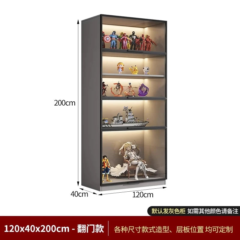 Customized Bookcase Glass Door Dust-proof Bookshelf Figure Lego Model Display Home Living Room Display Wine Cabinet Transparent