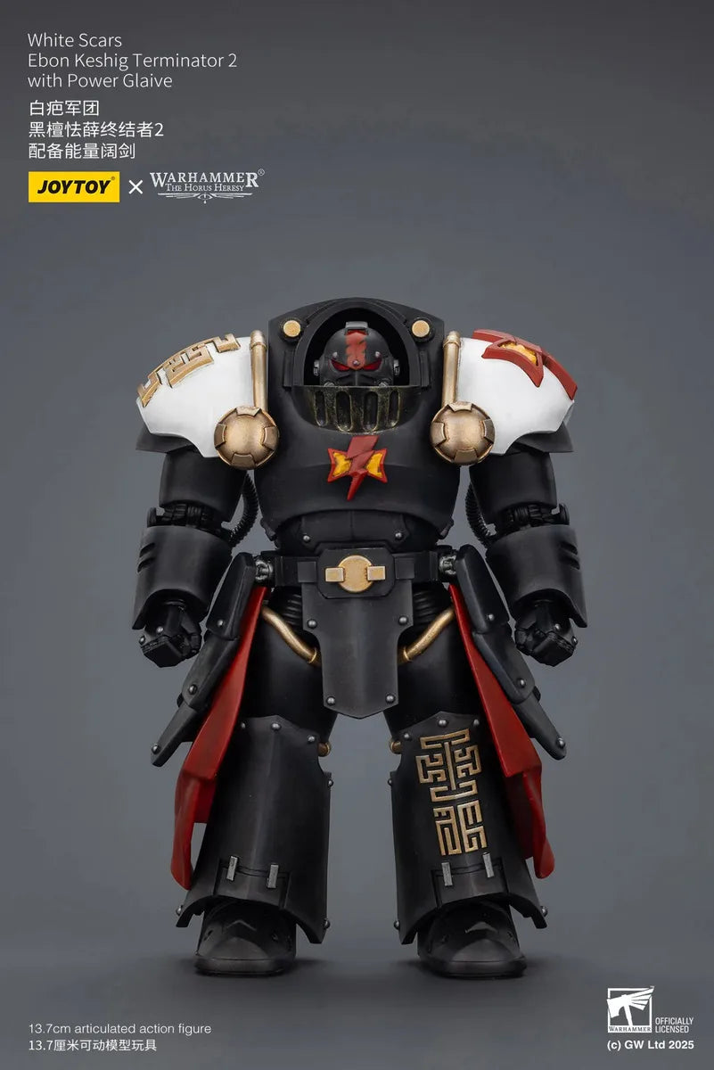 JOYTOY Warhammer 40000/40k The Horus Heresy White Scars Ebon Keshig Terminator 2 with Power Glaive Action Figure Doll Gift Model