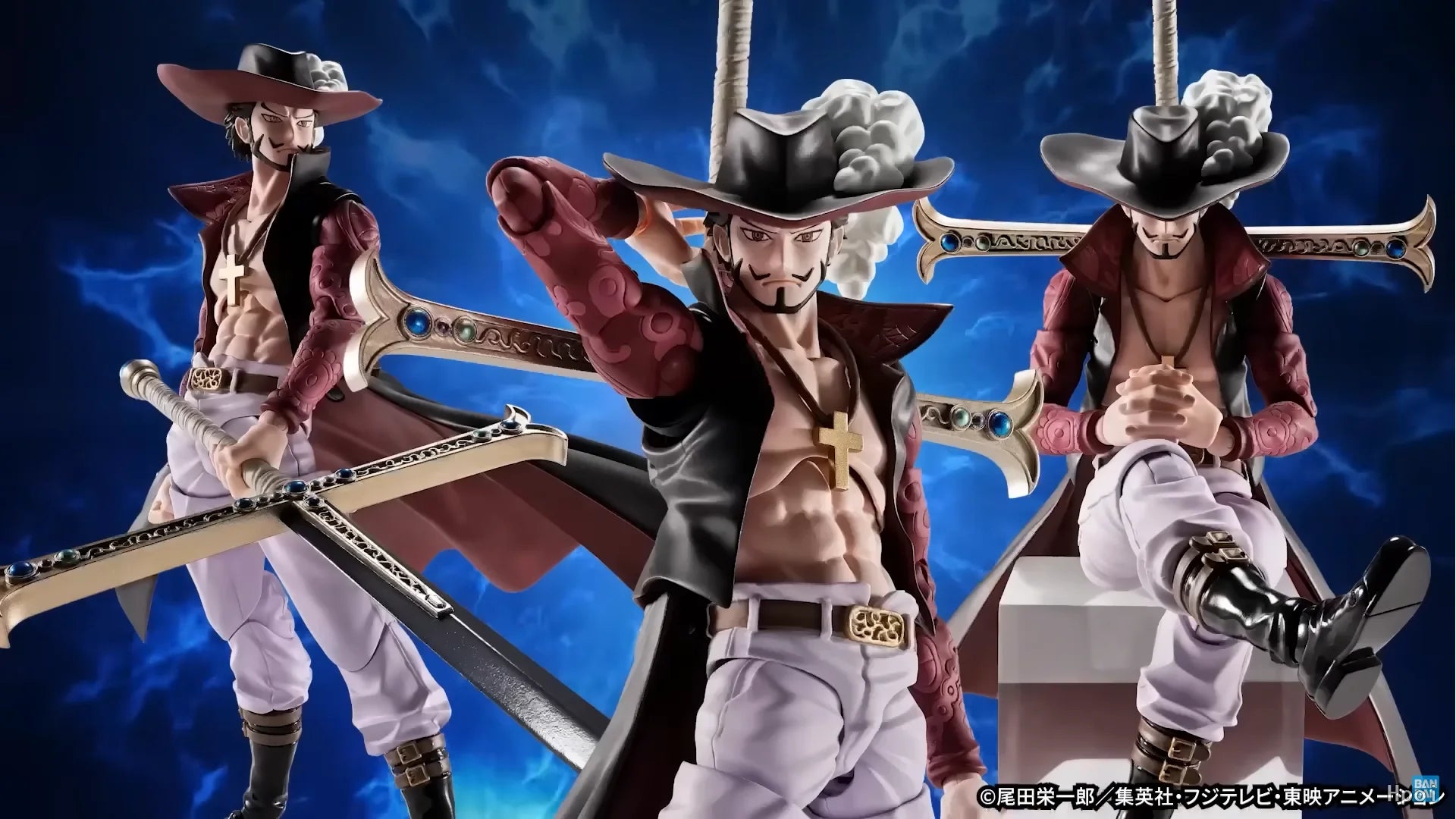 Original BANDAI Anime ONE PIECE Dracule HawkEyes Mihawk S.H.Figuarts Action Figure Toys PVC Model Collection