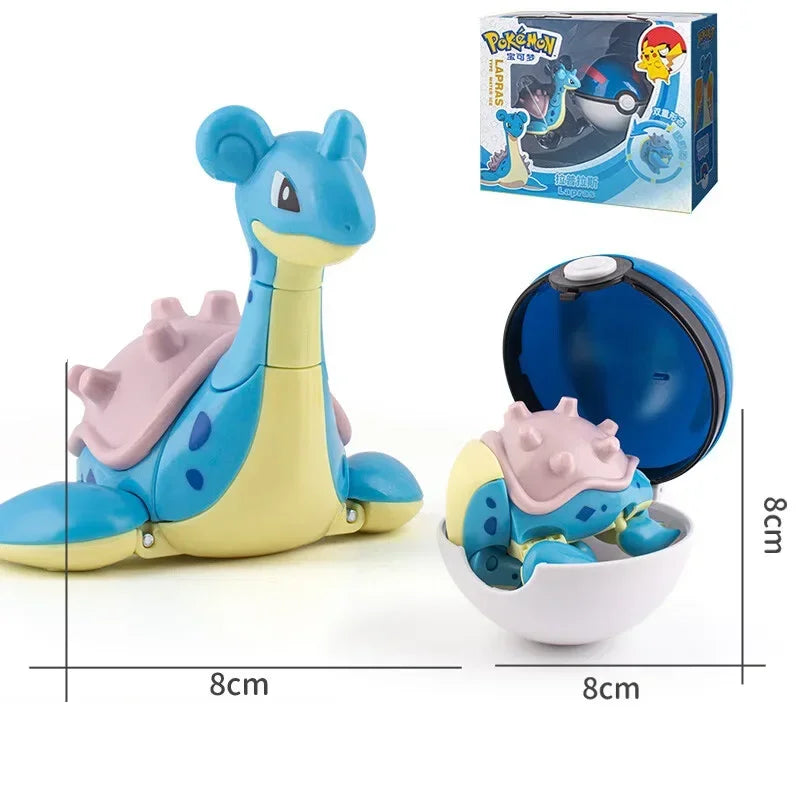 Pokemon Action Figure Transformer Doll Pokeball Figurine Poke Ball Deform Pikachu Greninja Lucario Mew Snorlax Lapras Kids Toy
