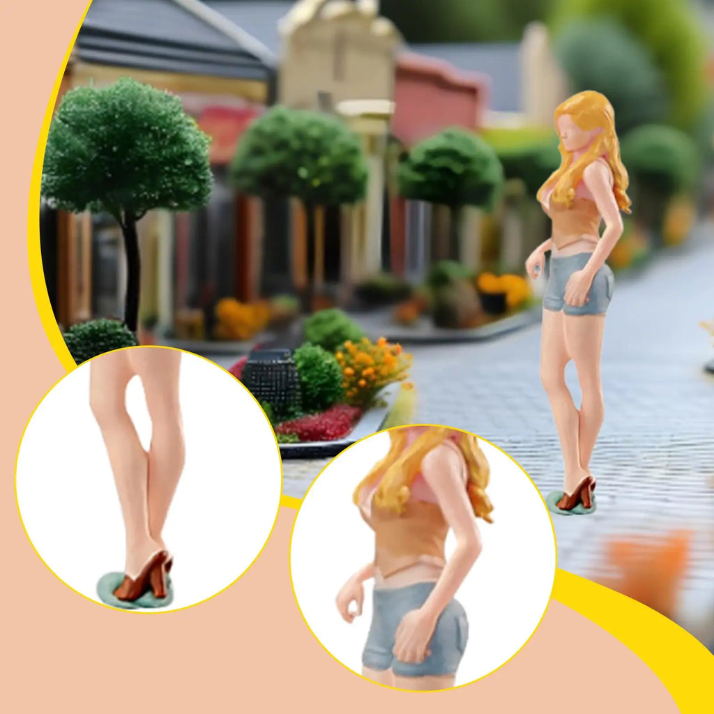 1/64 Miniature Figure 1:64 Scale Resin Standing Hand Painted for Photography Micro Landscape Diorama Accessories Decoration