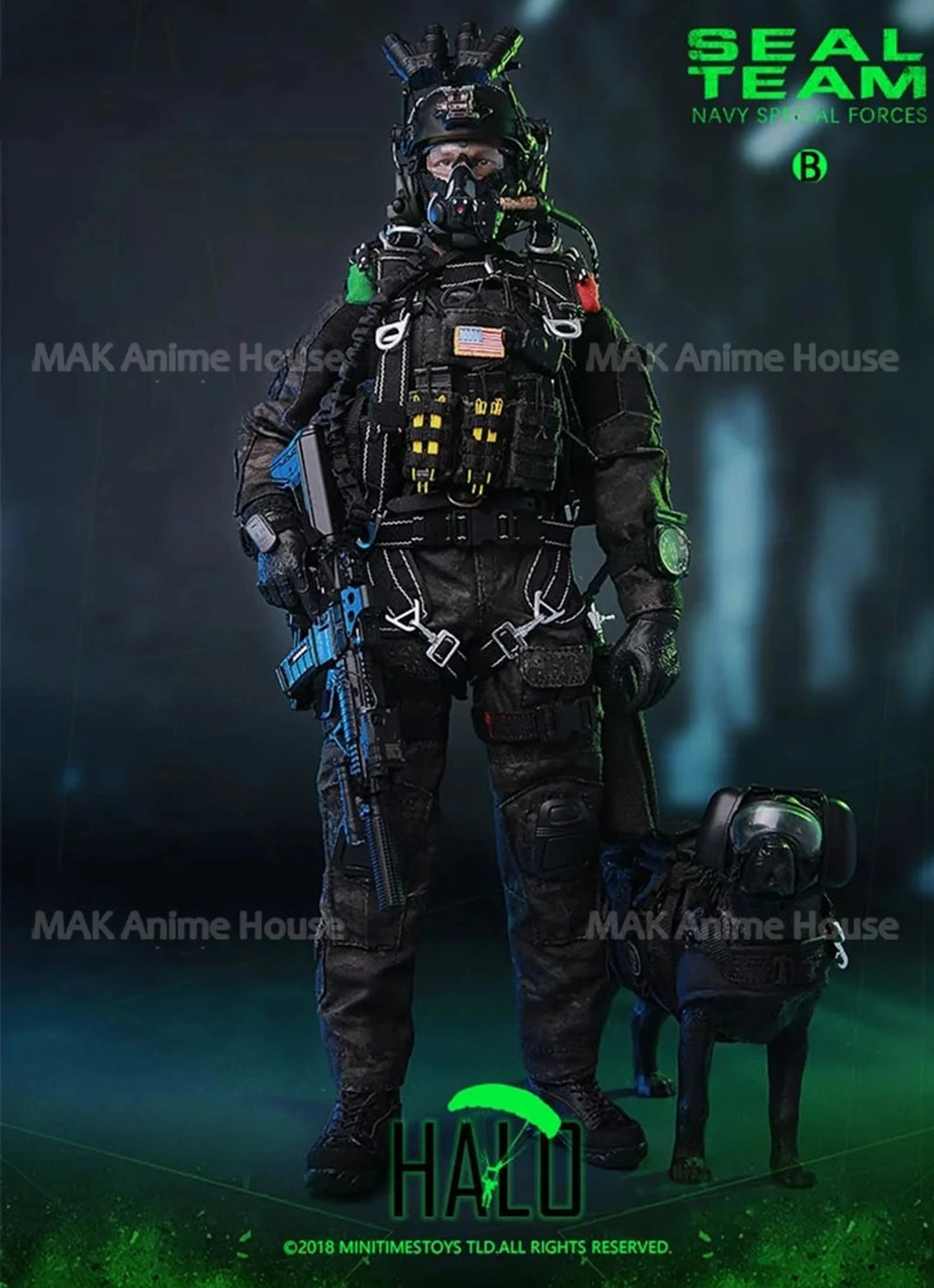 mini times toys M013 1/6 US SEAL Team Navy Special Forces Halo Soldier Figure with Dog Full Set Toy 12'' Male Action Figurine