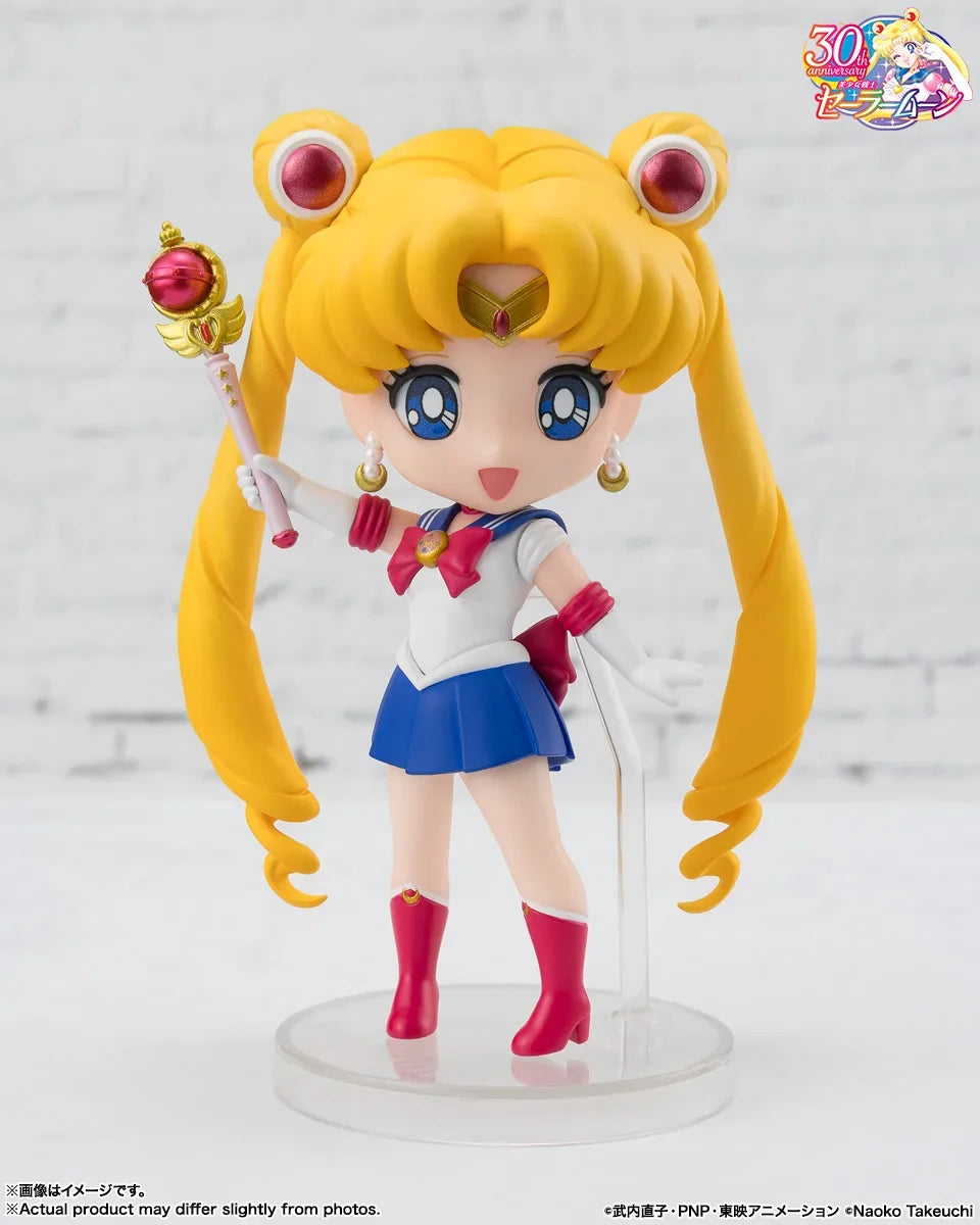 Original Bandai Figuarts mini Black Lady Sailor moon Crystal Star Compact Edition Anime Figure PVC Q Version Cute Model Toys