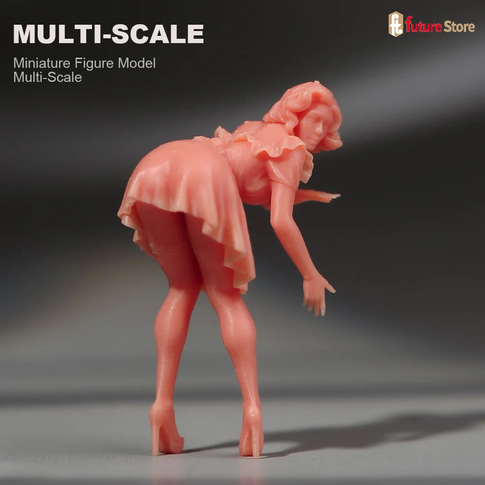 Miniature Figure 1/87 1/64 1/43 1/24 1/18 Summer Attire Women Beauty Female Dolls Clean The Car Scene Props Display Decor Crafts