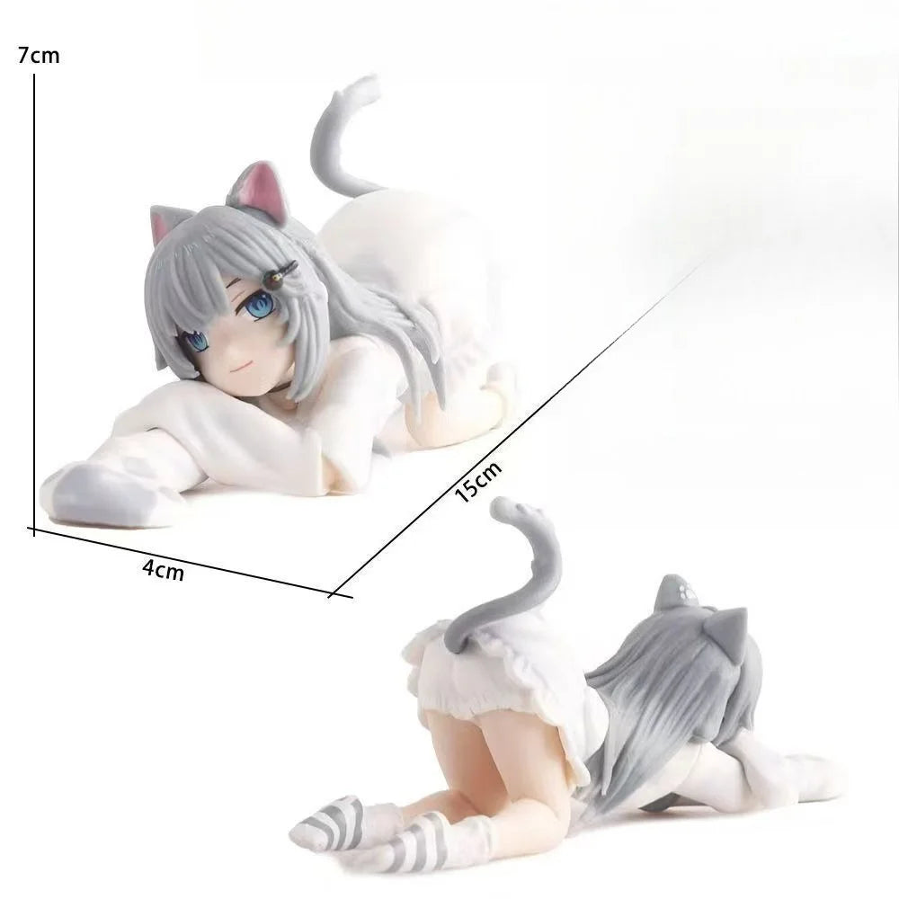 Two Dimensional Ornaments Cat-Themed Amagi Musume Figures, Beautiful Girl Trendy Toys Hane Shizuku Cat Ornaments Anime Models