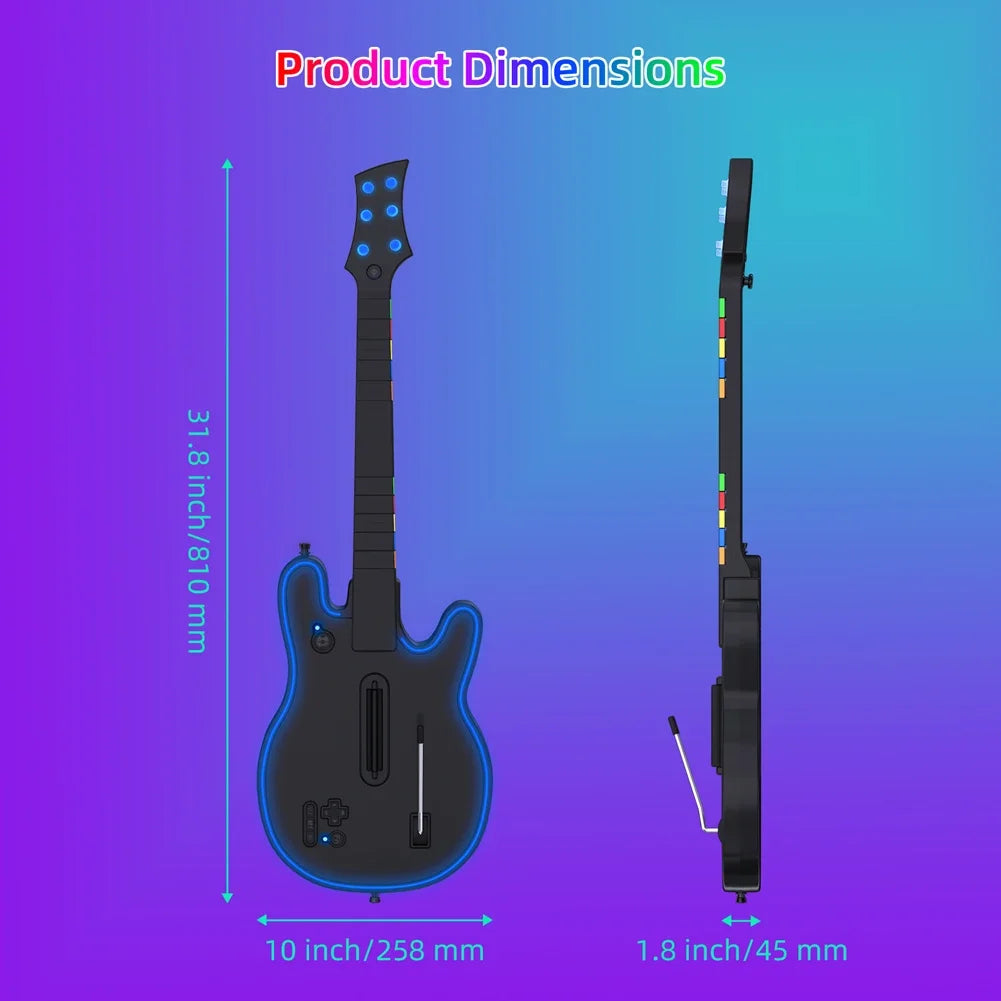 2.4G Wireless Guitar Gamepad Game Controller With Shoulder Strap For PS4 PS3 PC Guitar Hero Clone Hero Rock Band Accessories