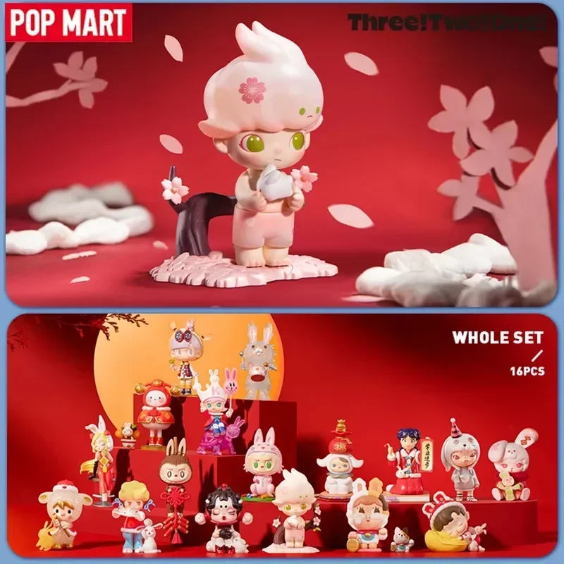 POP MART Drei, Zwei, Eins! Frohes chinesisches Neujahr Serie Blindbox Spielzeug Mode Anime Actionfigur Überraschung Mystery Box Puppen