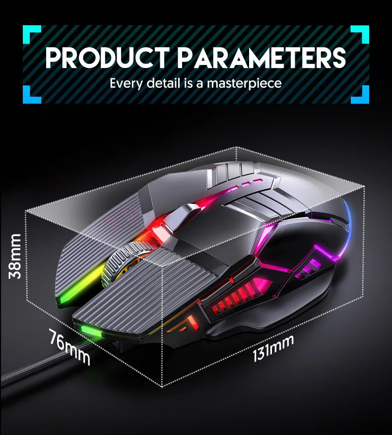 Gaming Mouse Ergonomic 5500 DPI USB Computer Mouse Gamer RGB Mice Macro Programming Mechanical Mouse For Game Computer Laptop