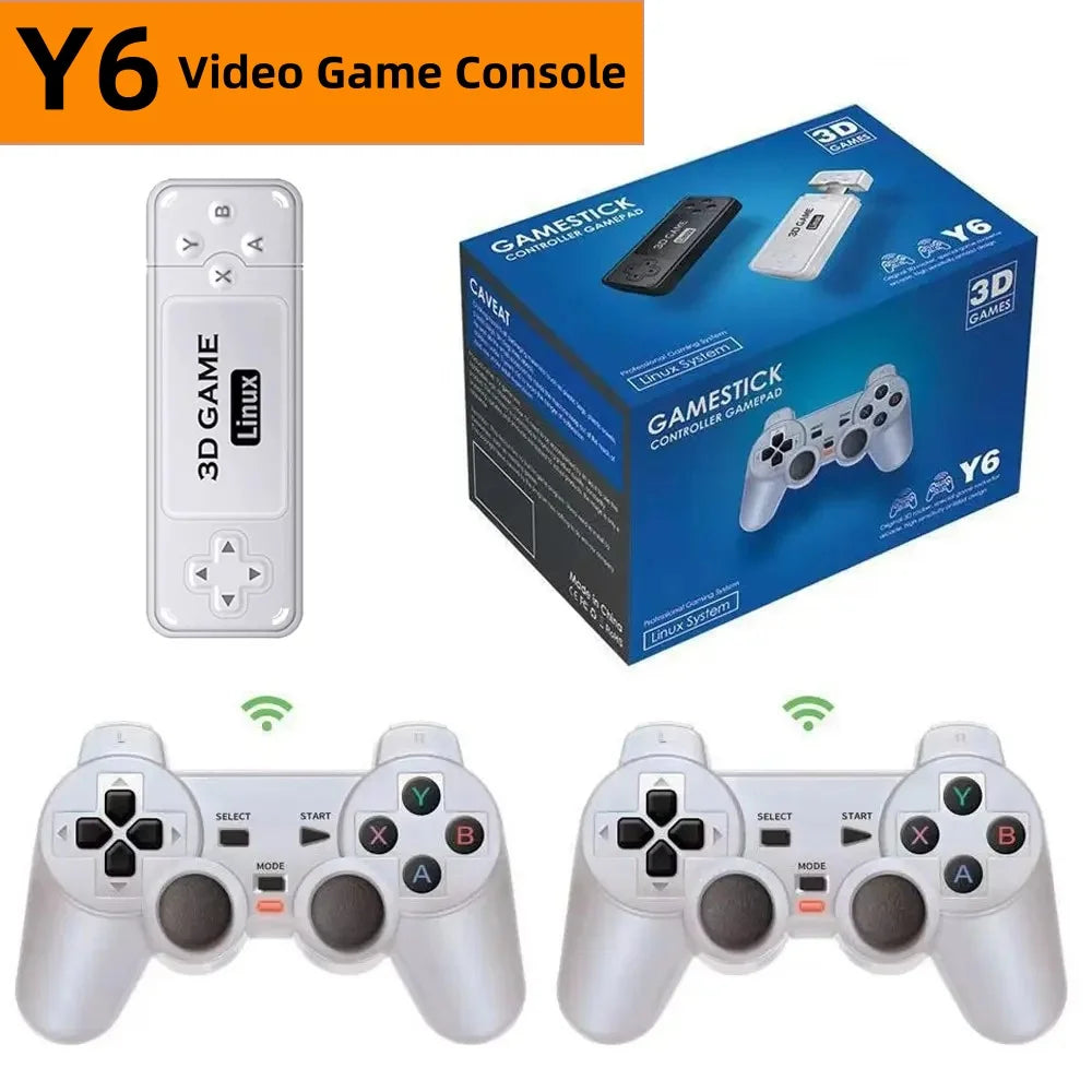 Y6 2,4G Wireless Game TV Stick Retro PS1 Familie 4K HD Tragbare Videospielkonsole Unterstützt Multiplayer 10000 Spiele