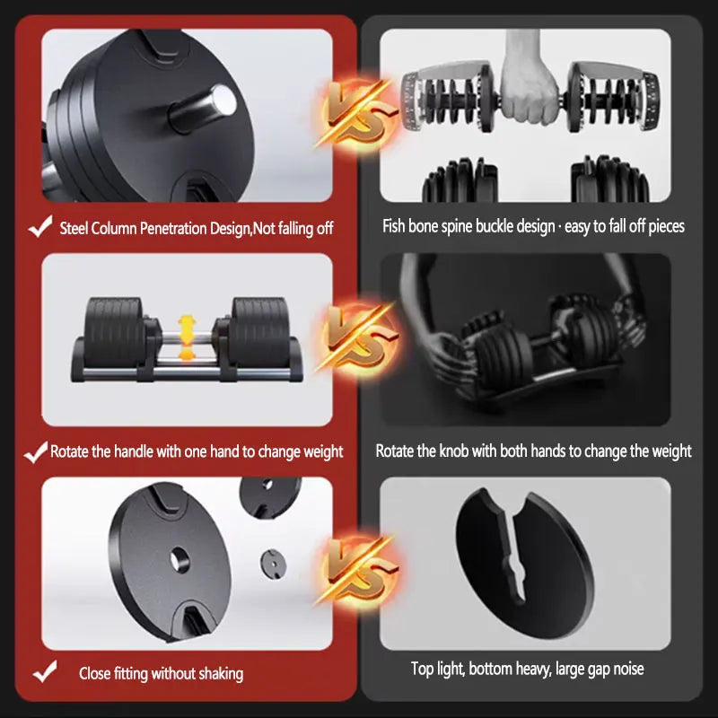 Verstellbares Hantelgewichtsset für Männer und Frauen zu Hause, reiner Stahl, 32 kg, 36 kg, progressive Beschichtung, Fitnessgeräte