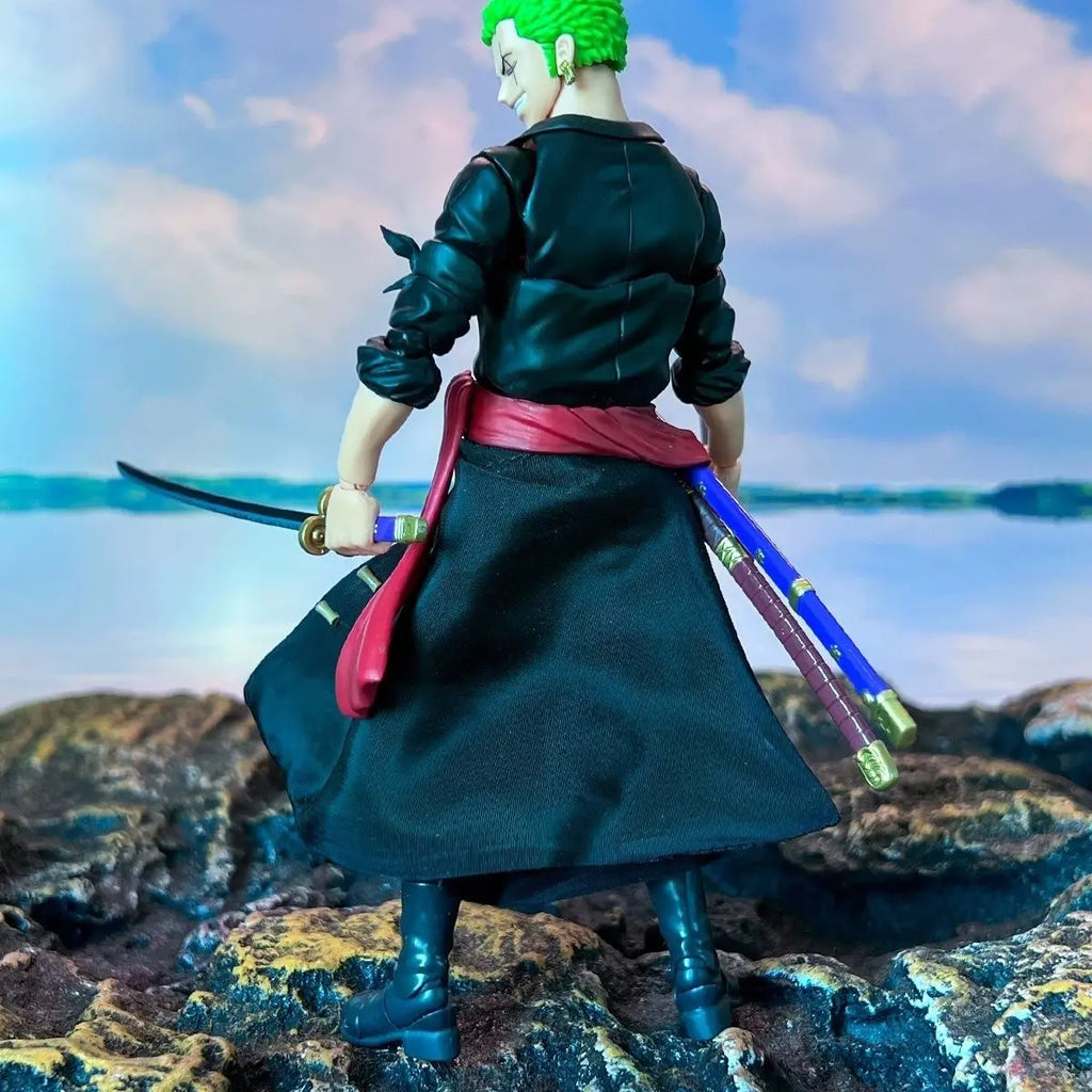 One Piece SHF Serie Anime Zoro NEUER Piratenjäger Verstellbarer handgefertigter Rocksaum Geeignet für bewegliche humanoide Spielzeuge im Maßstab 1:12