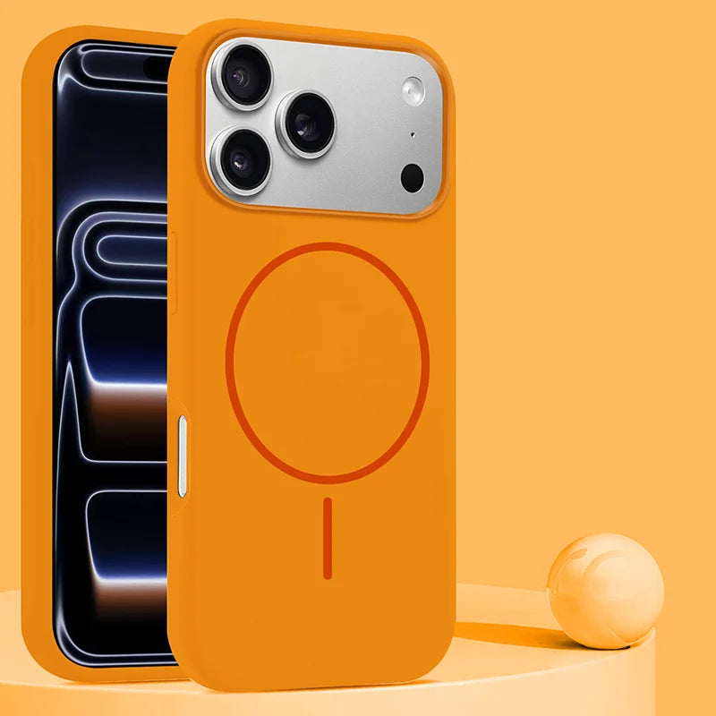 For Magsafe Magnetic Wireless Charging Luxury Solid Color Liquid Silicone Phone Case For iPhone 17 Pro Max Air Bumper Back Cover