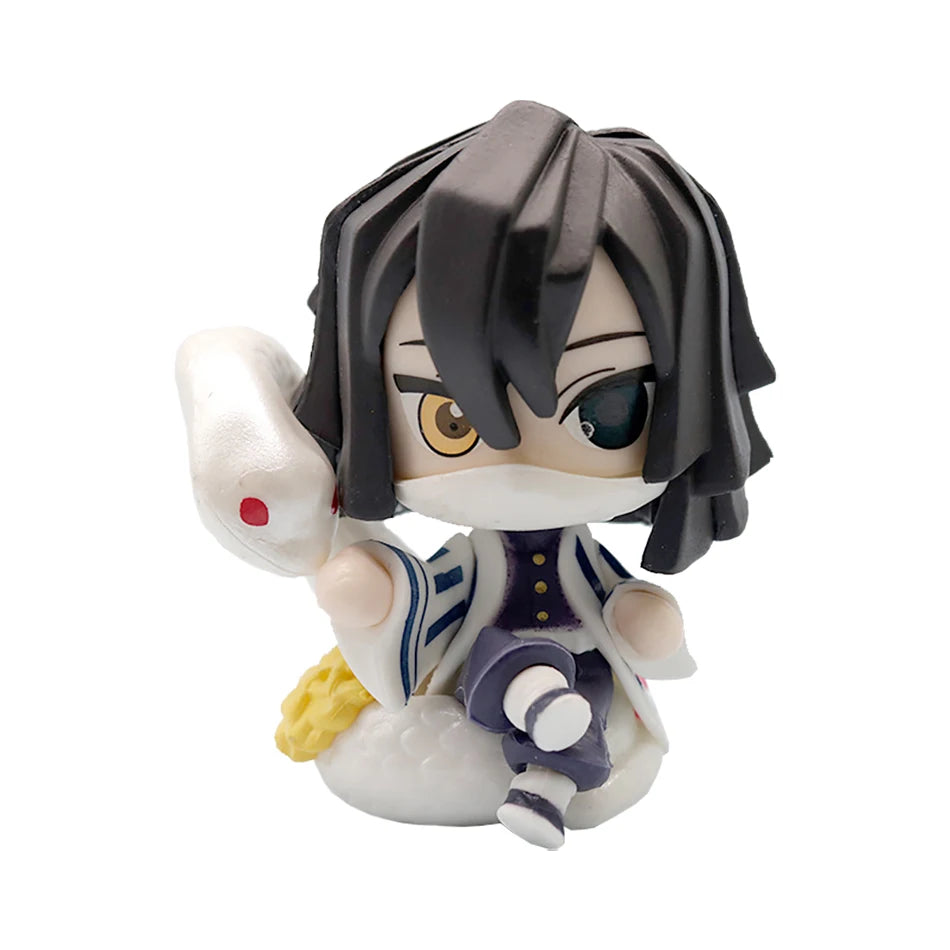 Anime 6Pcs/Set Q Version Demon Slayer Figurine  Boxed Model Ornament Accessory Cartoon Movability Kits Mascot Kid Toy Gift