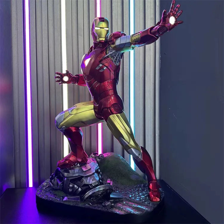 50cm The Avengers Movie Figure Iron Man Peripheral Resin Model Scene Glow Statue Desktop Decorate Ornaments Birthday Gifts Toys
