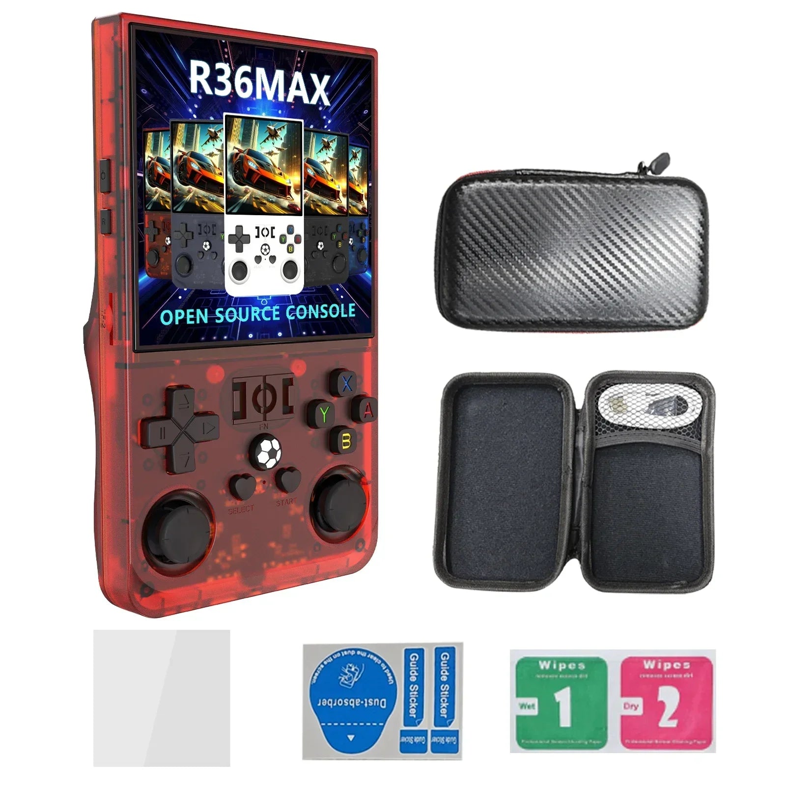 R36 Max Console Handheld Game Players 4inch IPS Screen Open Source Console Retro Pocket Video Player 64G/128G Up to 22000+ Games