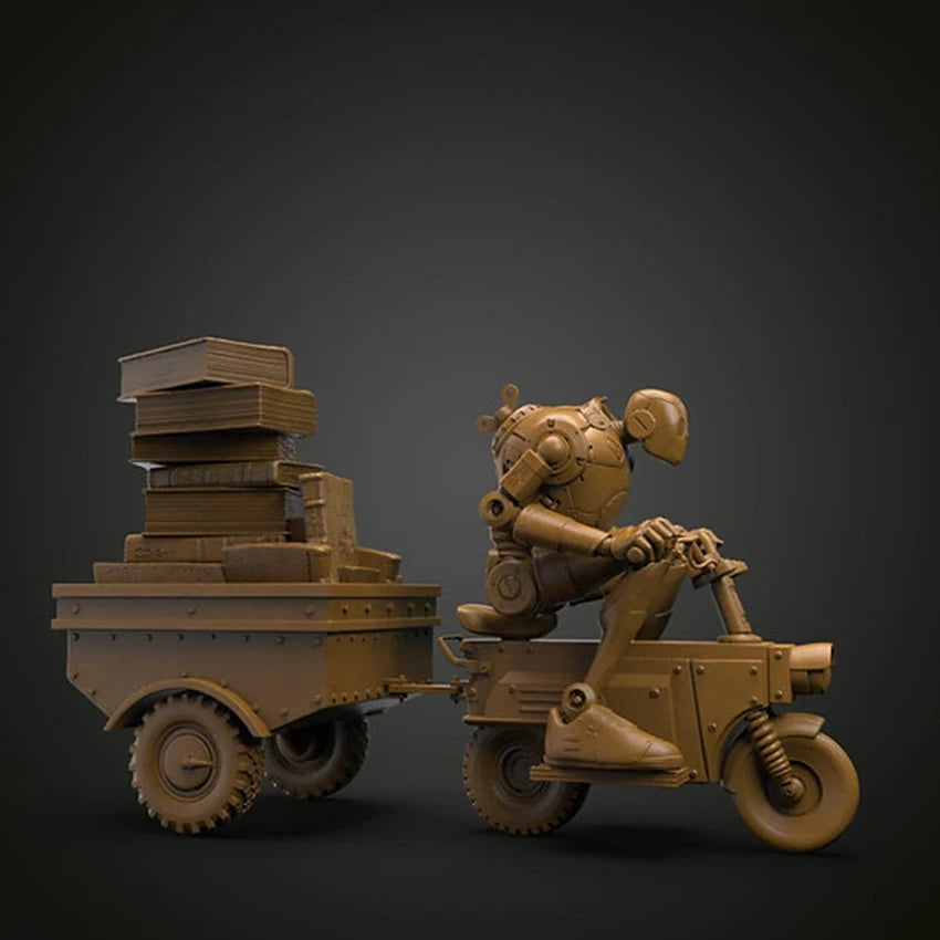 Unassambled   1/24   modern fantasy man with bike    figure  Resin figure miniature model kits Unpainted