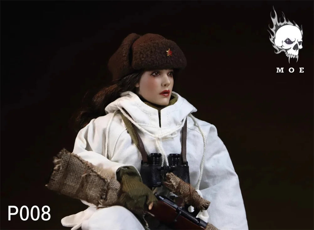 For Sale 1/6 MOETOYS P008 The Female Soviet Russian Action Figure Sniper Winter Snow Full Set Moveable Doll About 12" For Fans