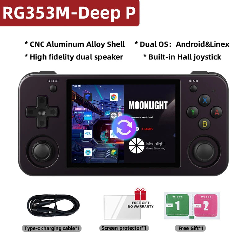 ANBERNIC RG353M Handheld Game Console 3.5 Inch Multi-touch Screen Dual OS Aluminum Alloy Shell HDMI-compatible WIFI Video Player