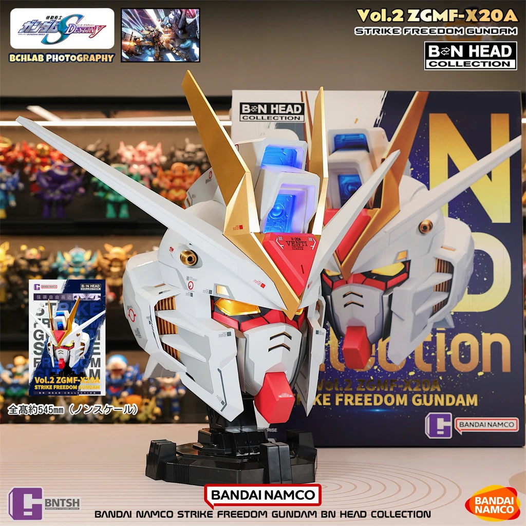 Bandai Original Bn Head Collection Vol.2 Strike Freedom Gundam Anime Action Figure Assembly Model Toys Birthday Gift for Boys