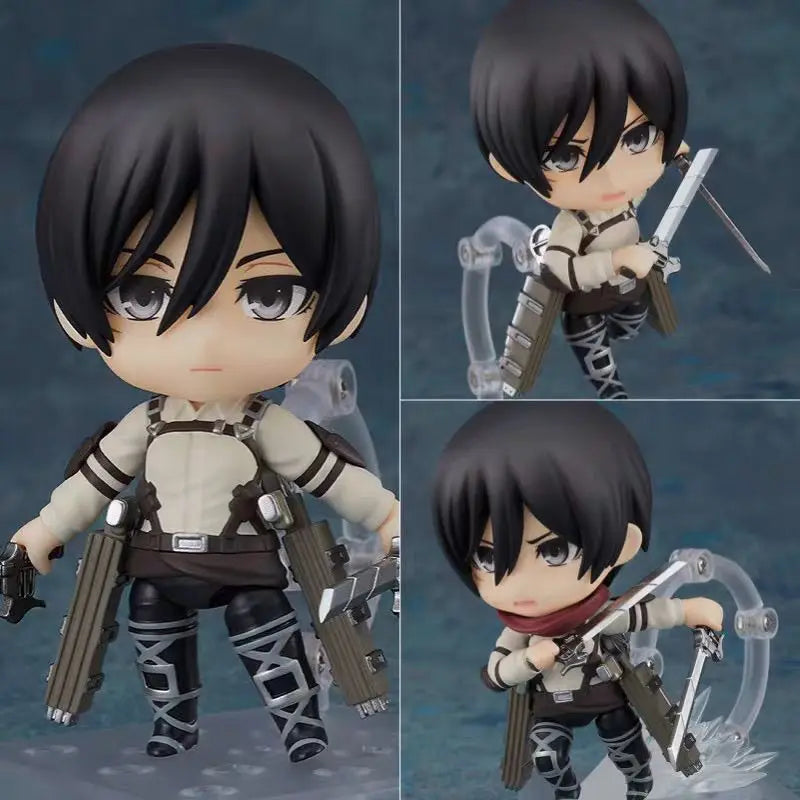 Attack on Titan 365 Mikasa Ackerman Captain Levi Q version clay boxed figure ornament animation doll toy movable figure