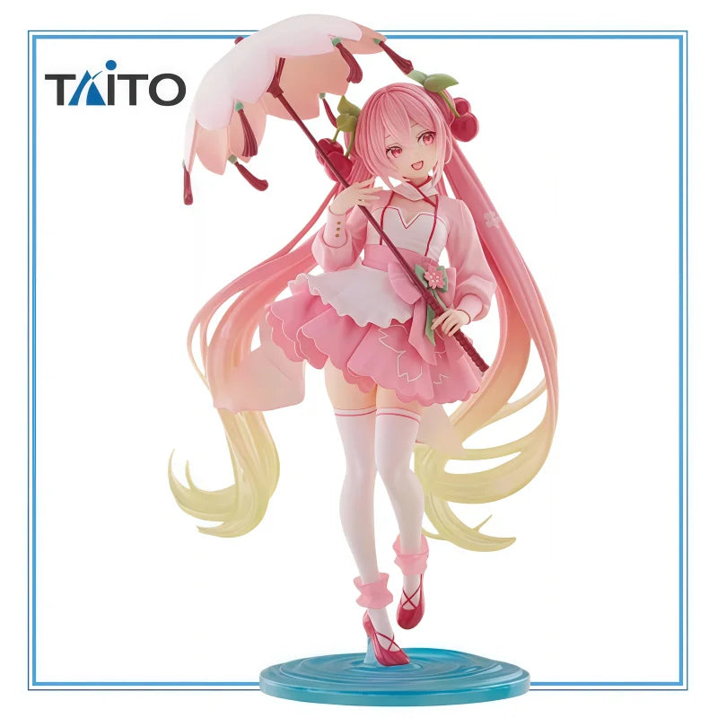 In Stock TAiTO AMP+ Hatsune Miku Sakura Miku ~Sakura Dress Ver.~ PVC 21CM Anime Action Figures Model Collection Toy