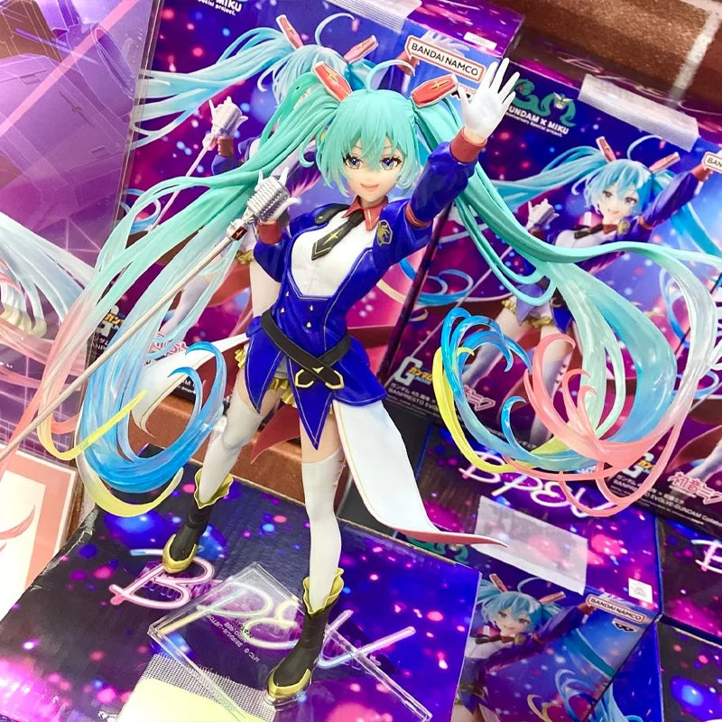 In Stock  Genuine Bandai Evolve Gundam X Miku Anniversary Speical Project Banpresto Vocaloid Hatsune Miku Collectibles Toy