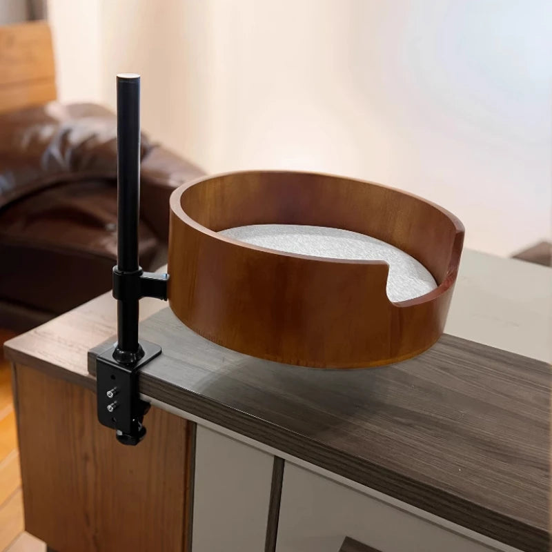 Schwebendes Katzenbett für den Schreibtisch, Katzennest aus Massivholz mit 35 cm Innendurchmesser, platzsparendes Klettergerüst für Haustiere, stilvolle Katzenmöbel