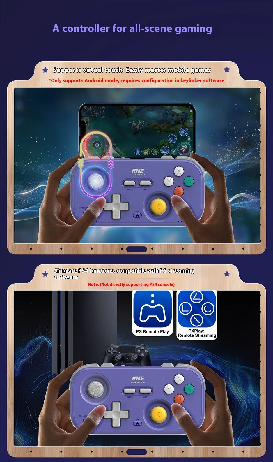 IINE Retro Card Game Controller Portable Switch2 mini handle Hall Joysticks 1000Hz Recessed Joystick Designed Customizable Gifts