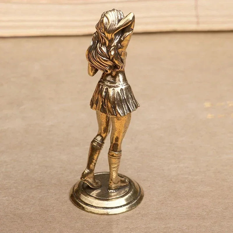 Solid Copper Woman Statue Bikini Women Brass Figurines Sexy Girl Woman Statuette Beauty Crafts Collection Model Gifts For Friend