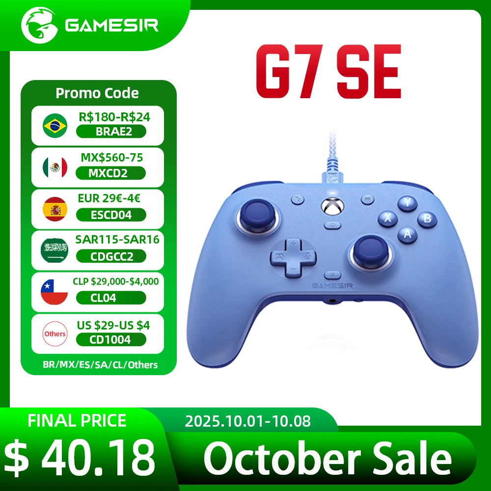 Neue Farbe GameSir G7 SE Xbox Wired Gamepad Gaming Controller Blau Lila mit Hall-Effekt-Joystick für Xbox XS One