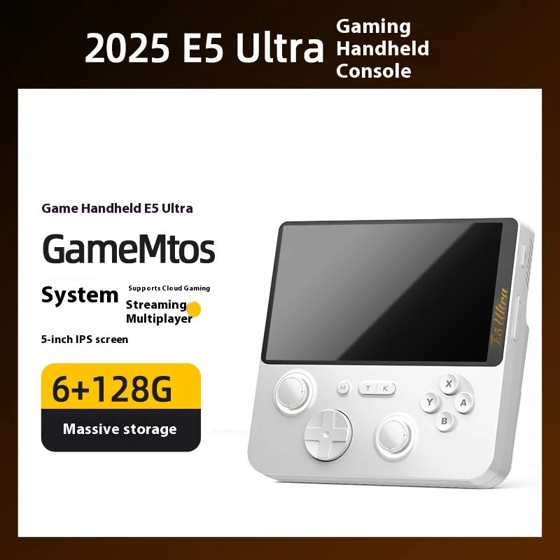 2025 New Dual System E5 Ultra 6+128gb Ram Cloud Gaming Handheld Console 5-Inch Ips Display Joystick For Entertainment