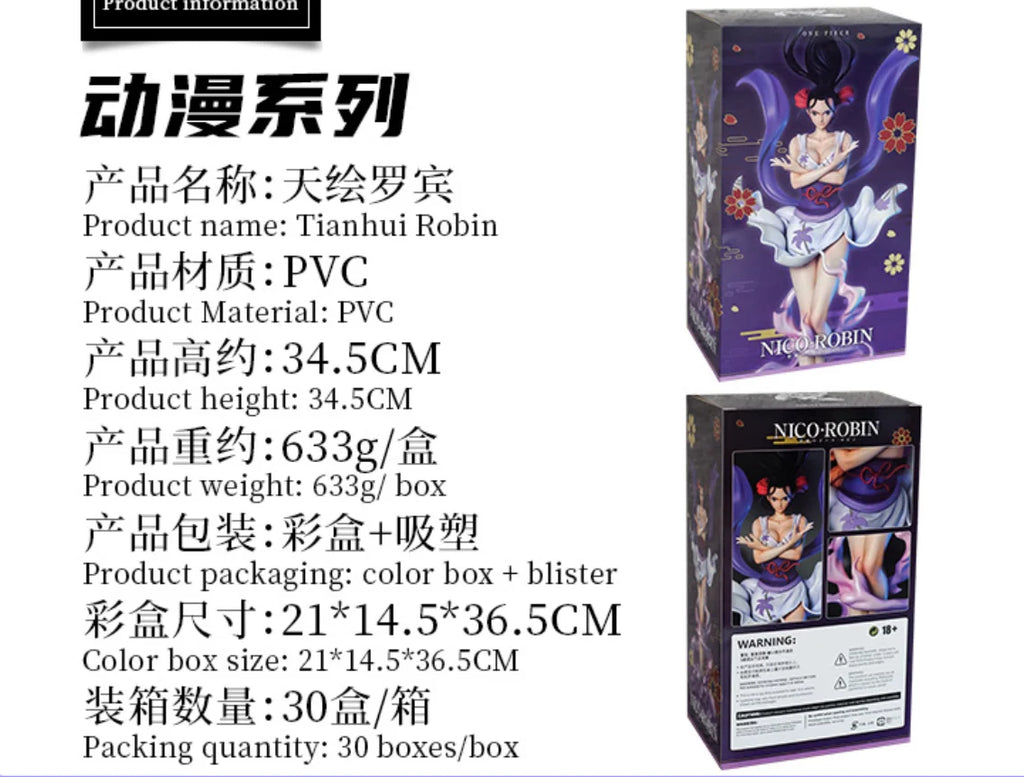 In Stock 35cm One Piece Six Wings Nico Robin Model PVC Anime Figure Tabletop Ornament Collection Double Head Birthday Gift Toy